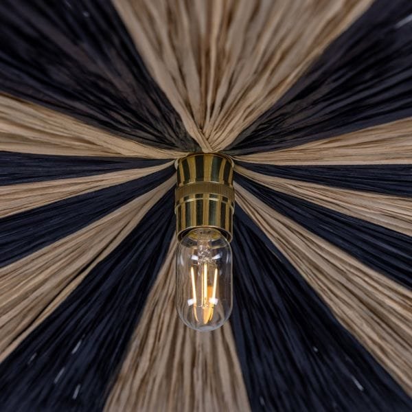 Vernon Raffia Striped Pendant Light 98cm Rattan & Rafia Lighting Collection Great Lighting UK Ltd